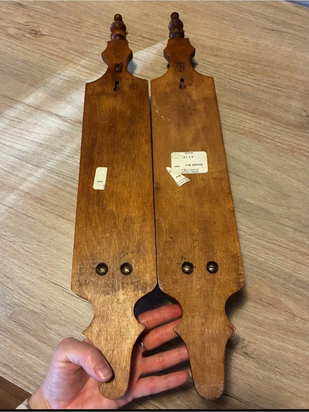 Vtg Tell City Maple Wood Brown Wall Sconces Pair